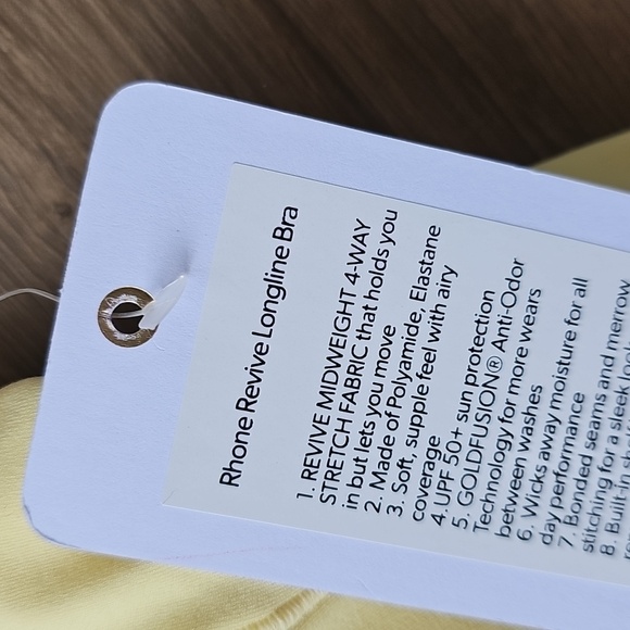 RHONE  Yellow Dawn Serene Fitted Tank Size Medium - Picture 4 of 6